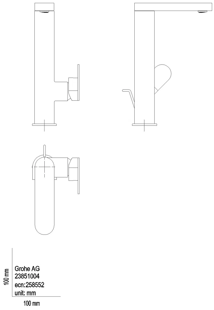 GROHE EH-WT-Batterie Plus 23851_4 L-Size Schwenkausl. Zst.Abl. hard graphite geb.
