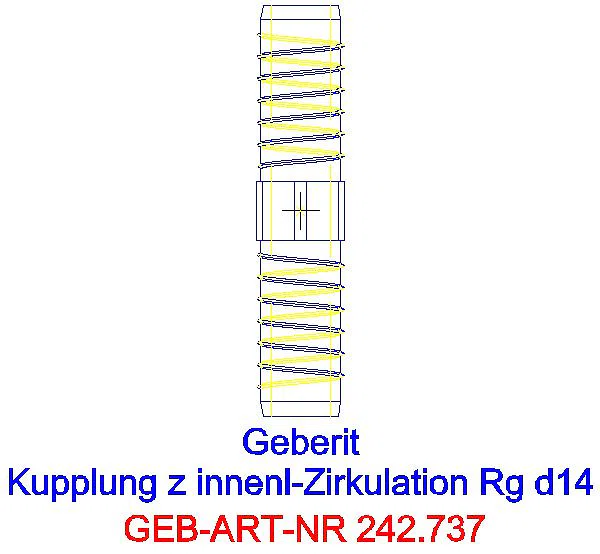 GE Kupplung zu Geberit Rohr für innenliegende Zirkulation d14_242.737.00.1_A