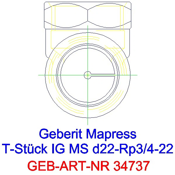 GE Mapress Kupfer T-Stück mit IG Gas d22-Rp3/4-22_34737_L