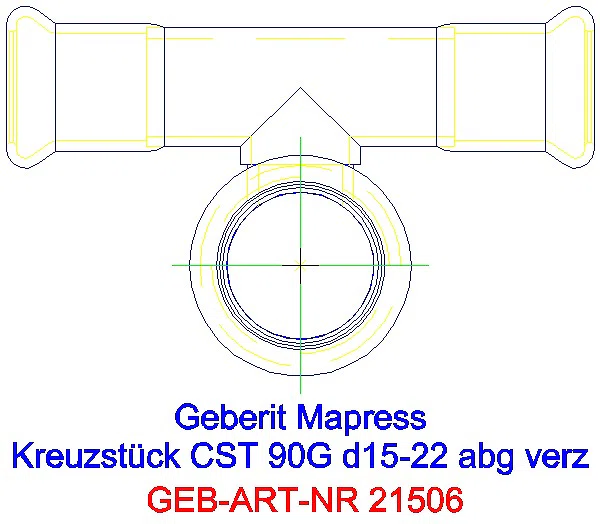 GE Mapress C-Stahl Kreuzstück 90Gr abgesetzt d15-22 verzinkt_21506_L