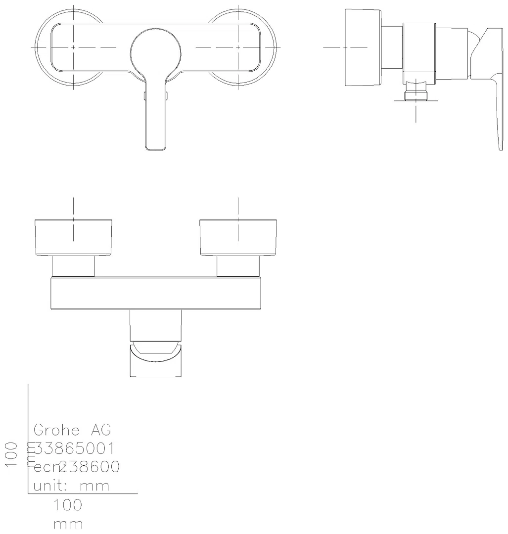 GROHE EH-Brausebatterie Lineare 33865_1 Wandmontage chrom
