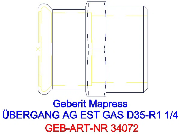GE Mapress Edelstahl Übergang mit AG (Gas) d35-R1 1/4_34072_A