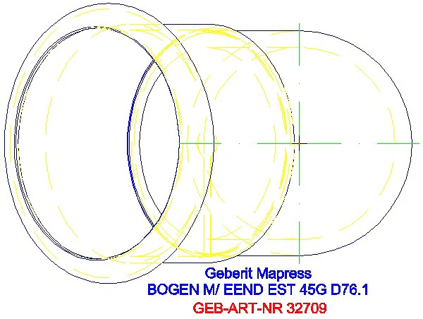 GE Mapress Edelstahl Bogen 45Gr d76,1 mit Einschubende_32709_G