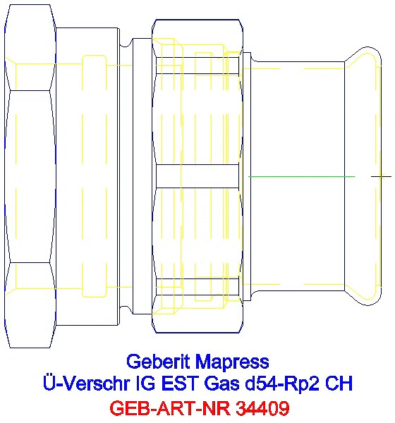 GE Mapress Edelstahl Übergangsverschr. mit IG (Gas) d54-Rp2_34409_A