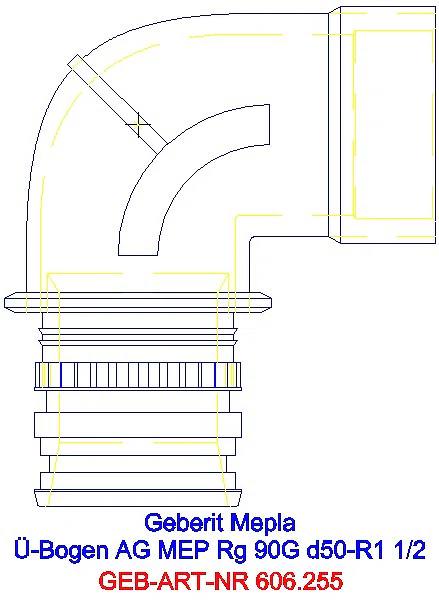 GE Mepla Übergangsbogen 90Gr mit AG Rg d50-R1 1/2_606.255.00.5_L