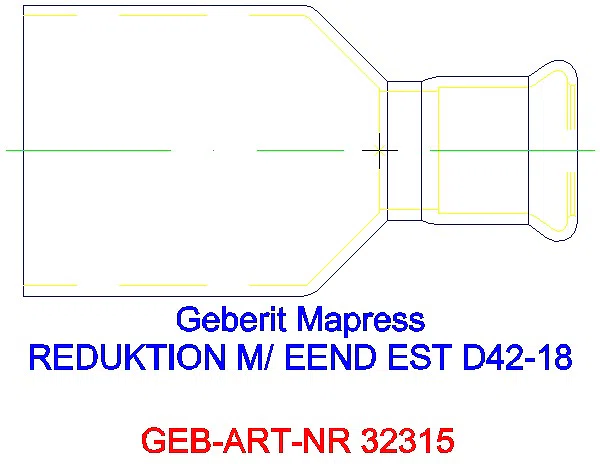 GE Mapress Edelstahl Reduktion mit Einschubende d42-18_32315_L