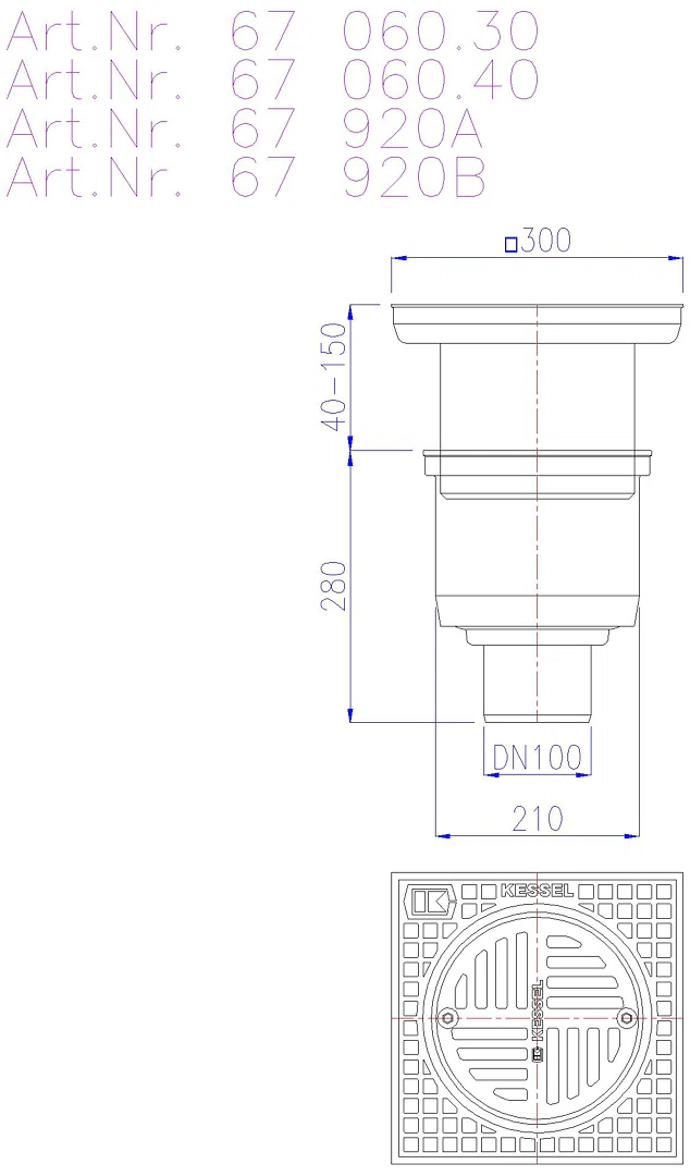 KESSEL-Hofablauf System 200, senkrecht, Schlitzrost, A 15