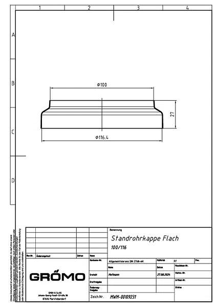 GRÖMO ALUSTAR Standrohrkappe - SX - Ziegelrot ø100 / 116, #Art.Nr. 83466