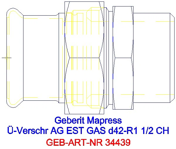 GE Mapress Edelstahl Übergangsverschr. mit AG (Gas) d42-R1 1/2_34439_G
