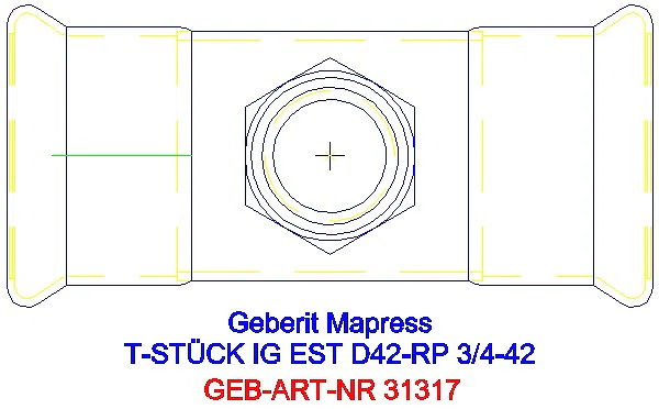 GE Mapress Edelstahl T-Stück mit IG d42-Rp3/4-42_31317_G