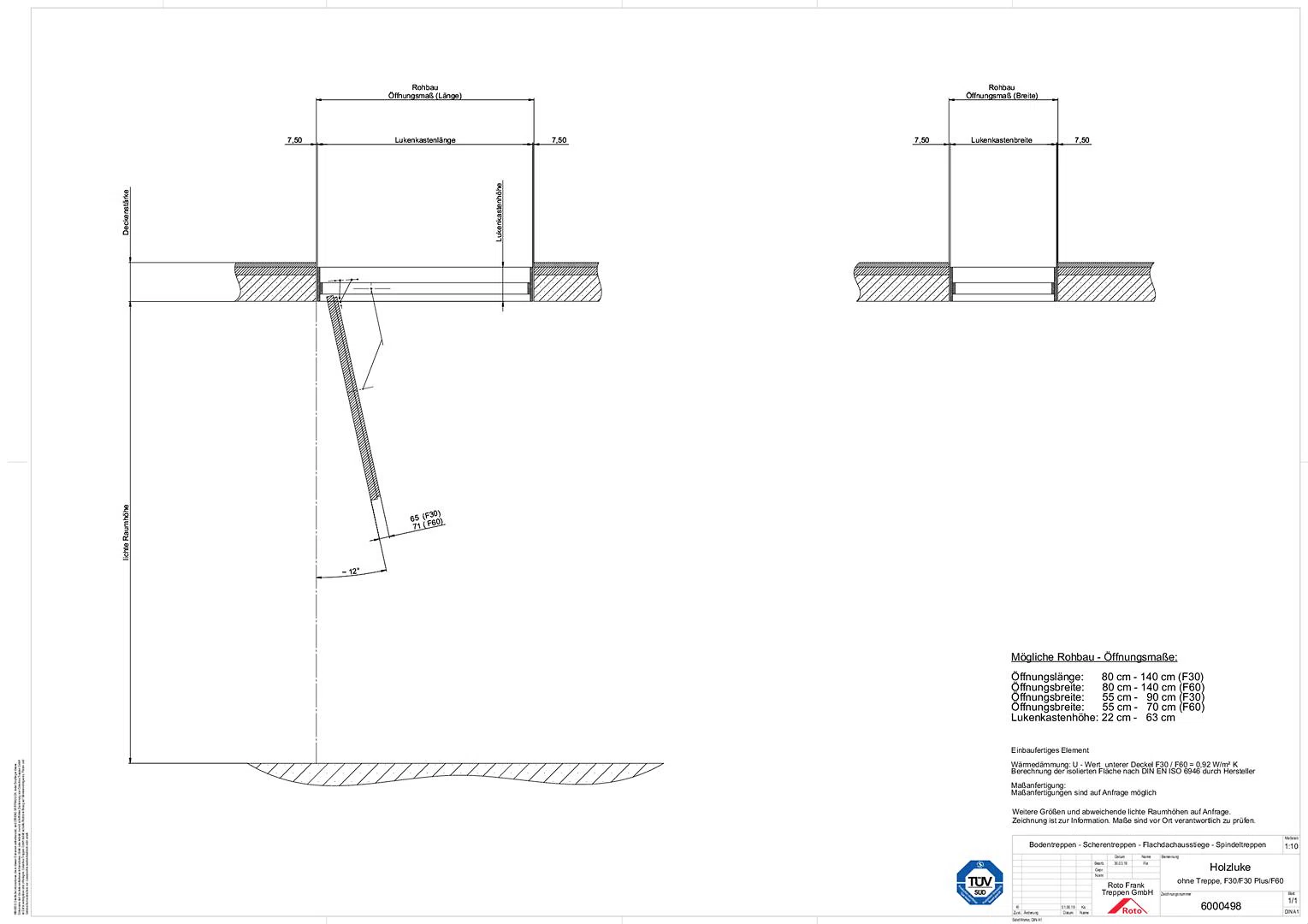 Holzluke EI2 30|30 Plus|60 ohne Treppe