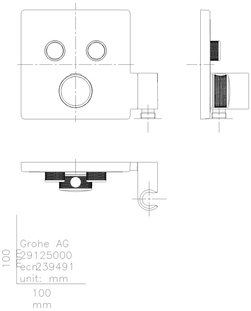 GROHE THM Grohtherm SmartControl 29125 FMS eckig 2 Abspv. integ. B.halter chrom