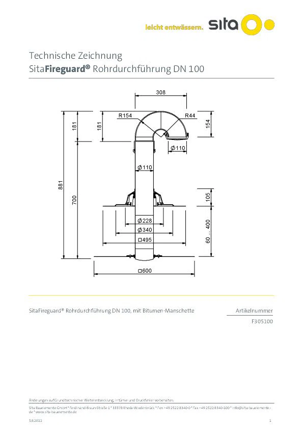 SitaFireguard® Rohrdurchführung