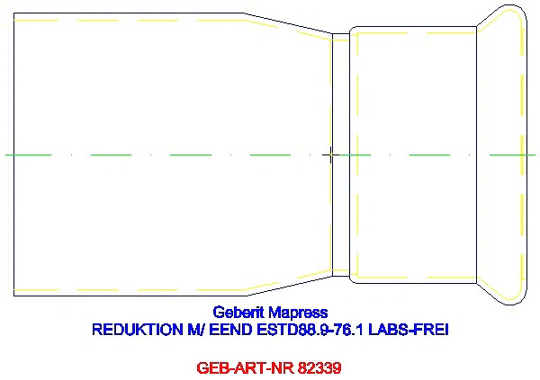 GE Mapress Edelstahl Reduktion mit Einschubende (LABS-frei) d88,9-76,1_82339_L