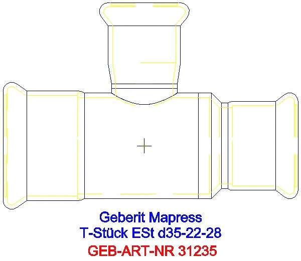 GE Mapress Edelstahl T-Stück reduziert d35-22-28_31235_A