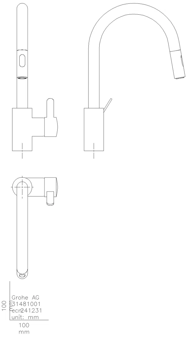 GROHE EH-SPT-Batt. Eurosmart C 31481_1 hoher Auslauf ausziehb. Spülbrause chrom