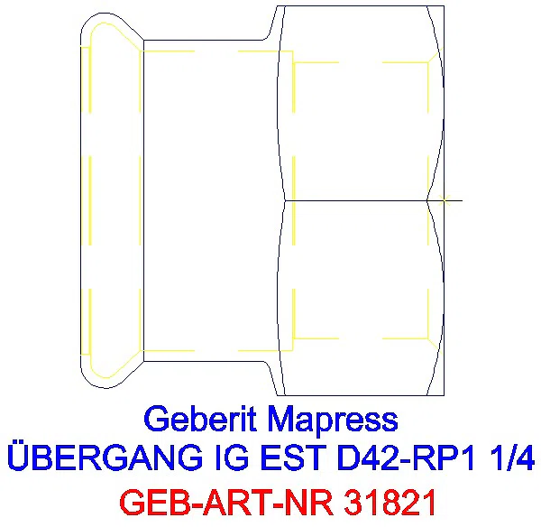 GE Mapress Edelstahl Übergang mit IG d42-Rp1 1/4_31821_A
