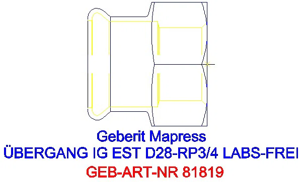 GE Mapress Edelstahl Übergang mit IG (LABS-frei) d28-Rp3/4_81819_A