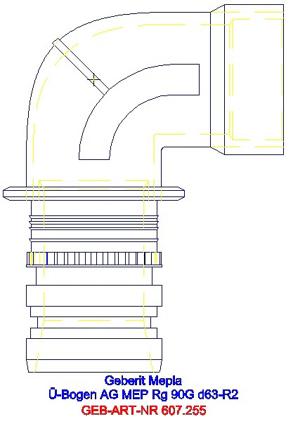 GE Mepla Übergangsbogen 90Gr mit AG Rg d63-R2_607.255.00.5_L