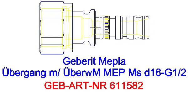 GE Mepla Anschluss mit Überwurfmutter d16-G1/2_611.582.22.5_A