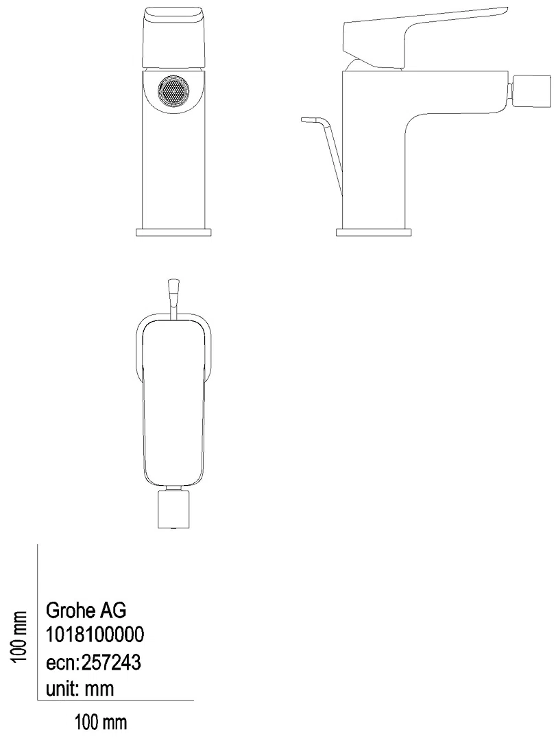 GROHE EH-Bidetbatterie Cubeo 101810 Zugstangen-Ablaufgarnitur chrom