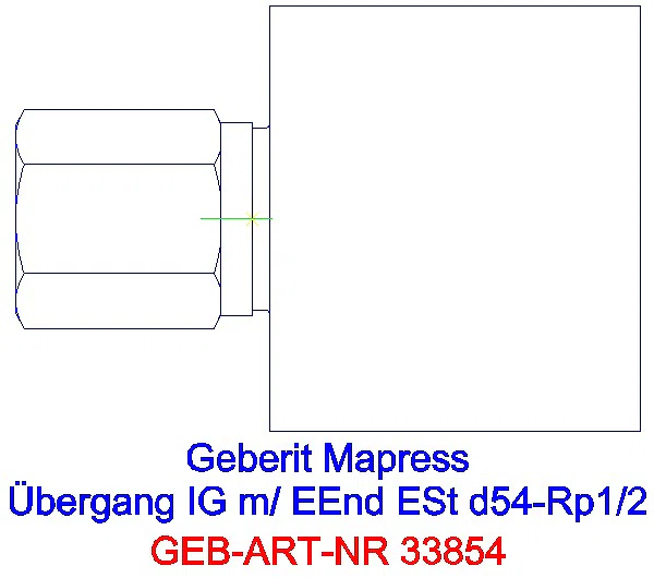 GE Mapress Edelstahl Übergang mit IG und Einschubende d54-Rp1/2_33854_A