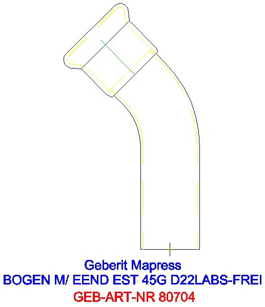 GE Mapress Edelstahl Bogen 45Gr d22 mit Einschubende (LABS-frei)_80704_A