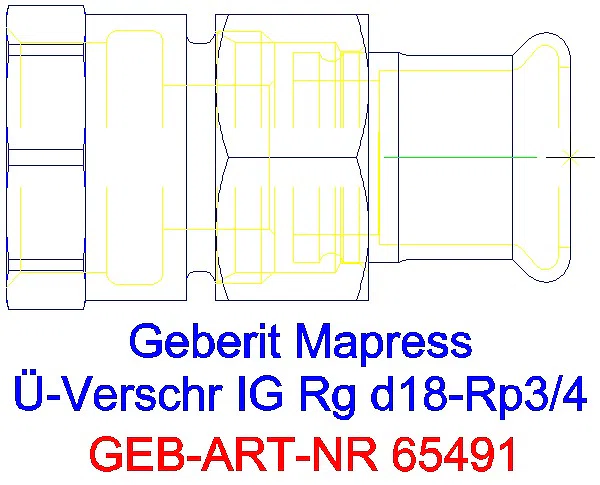 GE Mapress Kupfer Übergangsverschraubung mit IG Rg d18-Rp3/4_65491_G