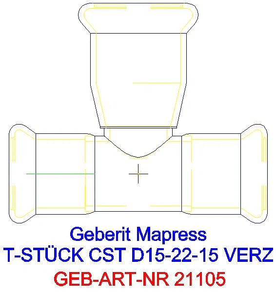 GE Mapress C-Stahl T-Stück reduziert d18-22-18 verzinkt_21105_A