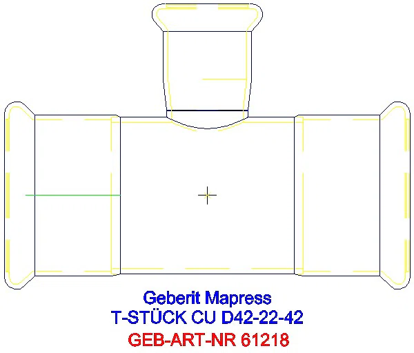 GE Mapress Kupfer T-Stück reduziert d42-22-42_61218_A