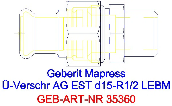 GE Mapress Edelstahl Übergangsverschr. mit AG ÜM aus ESt d15-R1/2_35360_G