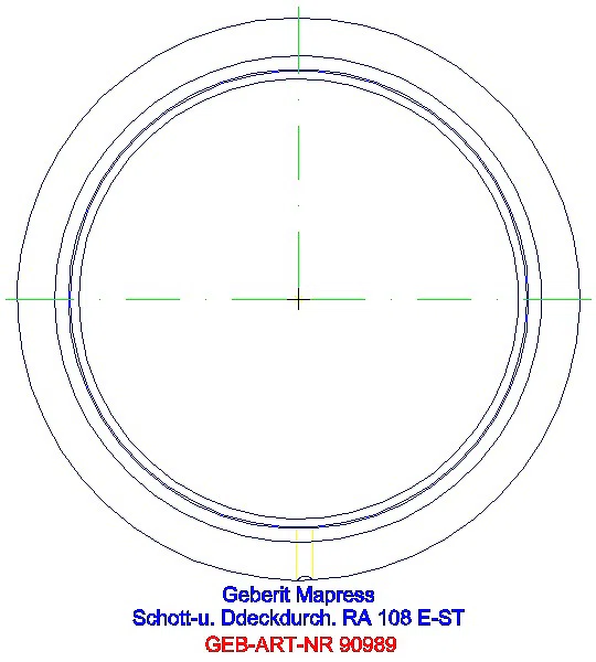 GE Mapress Edelstahl Schott- und Deckendurchführung mit Einschubende d108_90989_L