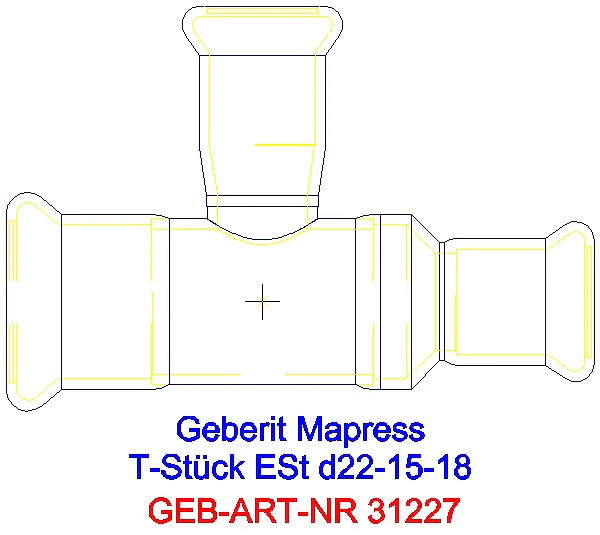GE Mapress Edelstahl T-Stück reduziert d22-15-18_31227_A