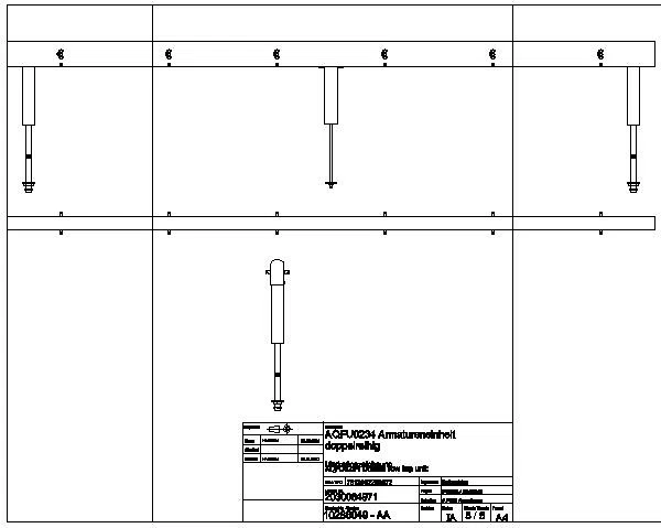 Armatureneinh., Edst., doppelreihig, 12 Waschplätze, 3600 mm, Wasserans un., AQFU0234
