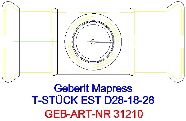 GE Mapress Edelstahl T-Stück reduziert d28-18-28_31210_G