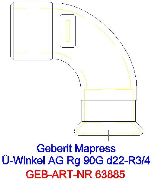 GE Mapress Kupfer Übergangswinkel 90Gr mit AG Rg d22-R3/4_63885_A