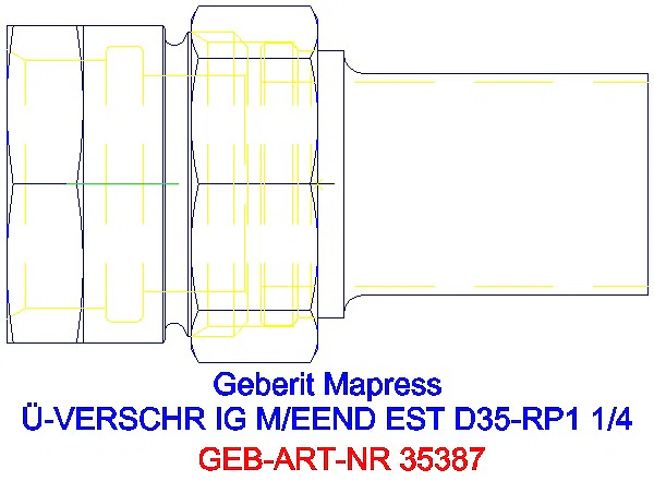 GE Mapress Edelstahl Übergangsverschr. mit IG und Einschubende d35-Rp1 1/4_35387_G