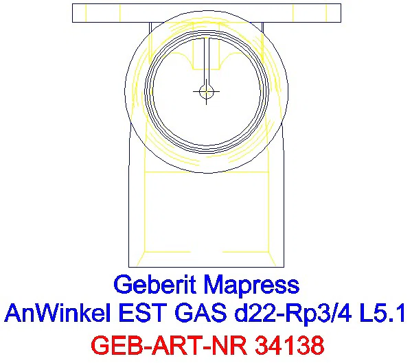 GE Mapress Edelstahl Anschlusswinkel 90Gr (Gas) d22-Rp3/4_34138_G