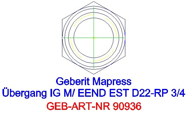 GE Mapress Edelstahl Übergang mit IG und Einschubende d22-Rp3/4_90936_L