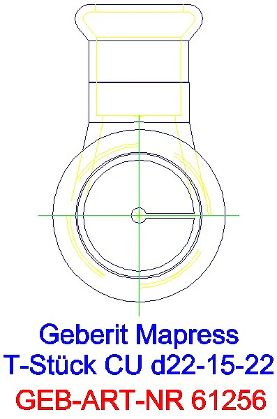 GE Mapress Kupfer T-Stück reduziert d22-15-22_61256_L
