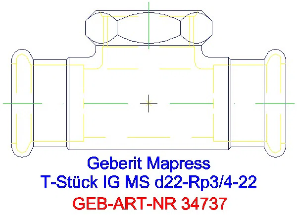 GE Mapress Kupfer T-Stück mit IG Gas d22-Rp3/4-22_34737_A