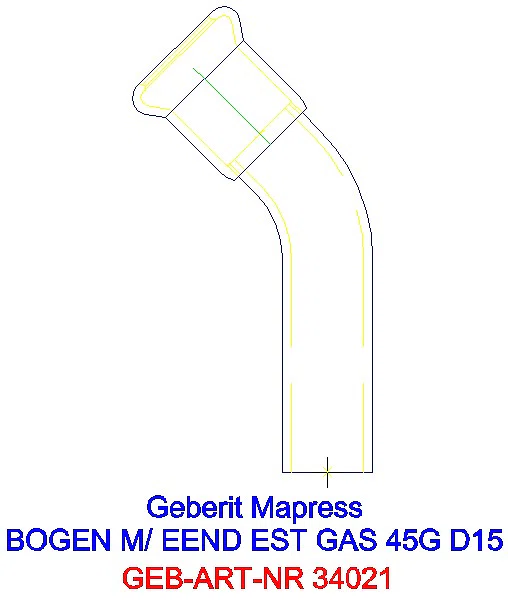 GE Mapress Edelstahl Bogen 45Gr d15 mit Einschubende (Gas)_34021_A