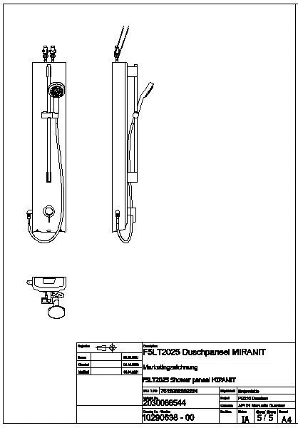 Duschpaneel, F5, MIRANIT, Thermostat, EHM, HB-Garnitur, Hygieneeinheit, F5LT2025