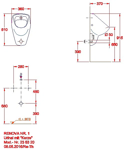 Renova Urinal, Zulauf von hinten Abgang nach hinten, m. Kerze_kgv_r1_235320
