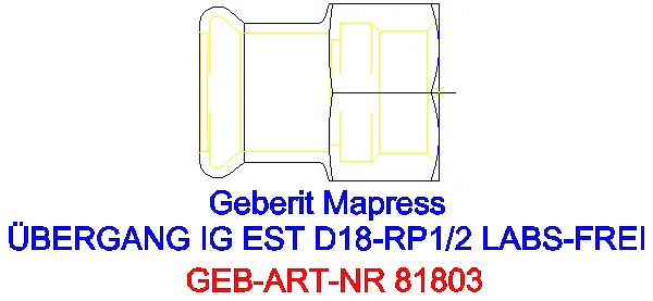 GE Mapress Edelstahl Übergang mit IG (LABS-frei) d18-Rp1/2_81803_A