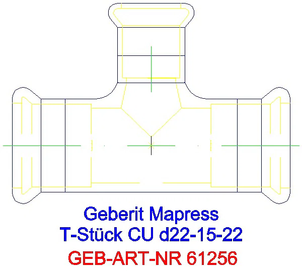 GE Mapress Kupfer T-Stück reduziert d22-15-22_61256_A