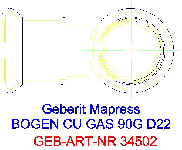 GE Mapress Kupfer Bogen 90Gr (Gas) d22_34502_G