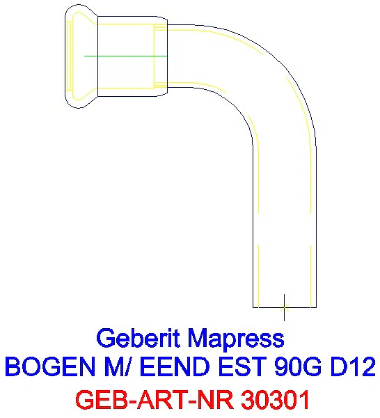 GE Mapress Edelstahl Bogen 90Gr d12 mit Einschubende_30301_A