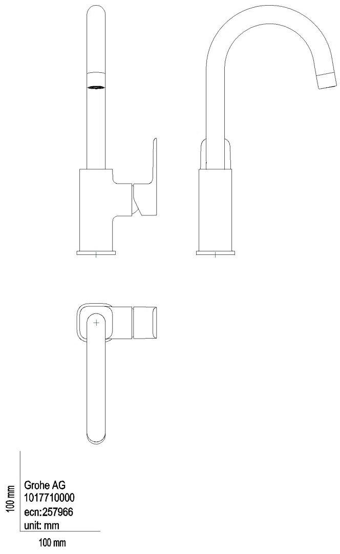 GROHE EH-WT-Batterie Cubeo 101771 L-Size SA MST kalt gl. K. PO-Abl.grt chrom