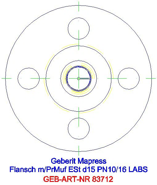 GE Mapress Edelstahl Flansch PN 10/16 mit Pressmuffe (LABS-frei), d15_83712_L